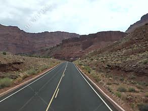 Driving through the desert in the summertime